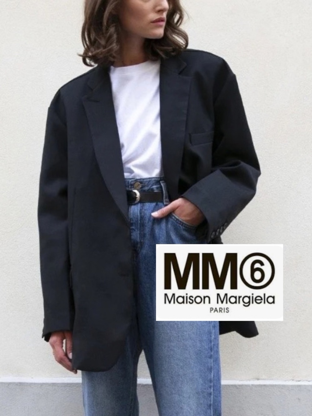 MM6 Maison Margiela Black Boyfriend blazer, 46(10) GP1580
